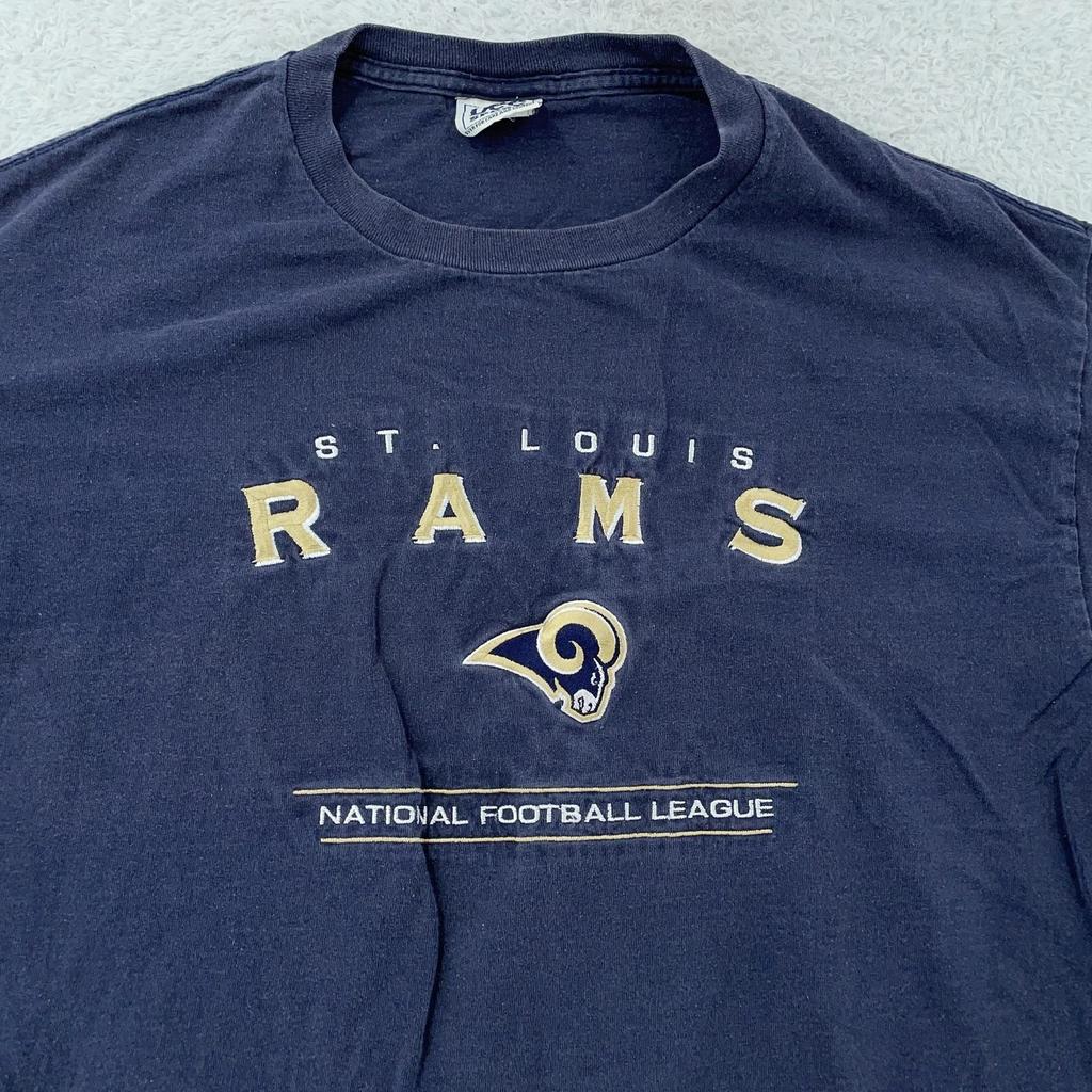 St Vintage. Maglietta Louis Rams Uomo Taglia L Blu T-shirt da Football NFL Anni 2000