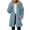 Women's Fashionable Coat Solid Color Long Sleeved Pocket Loose Hooded Zipper Plush  Jacket