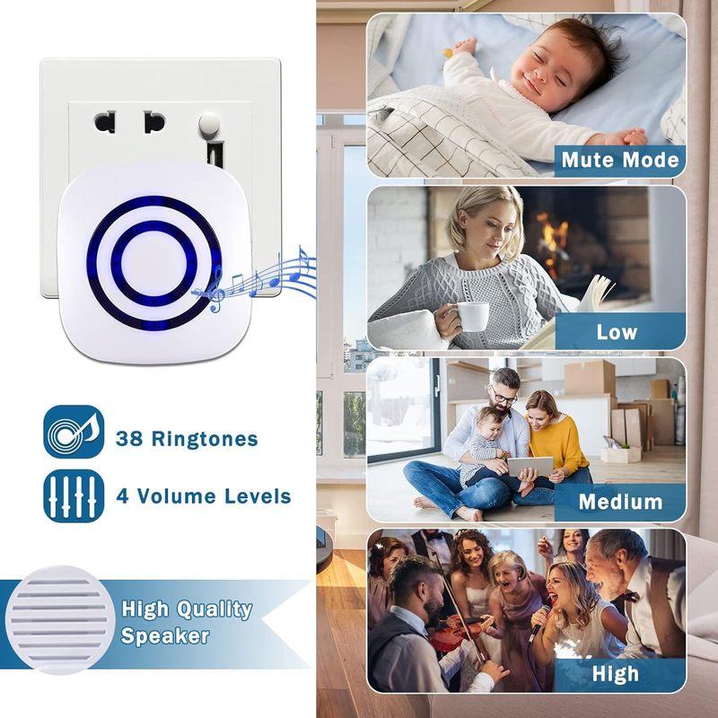 38 Chime Tunes Motion Sensor Alarm Wireless Driveway Alarm Indoor Home Motion Detector Long Range Security Alert Monitor System
