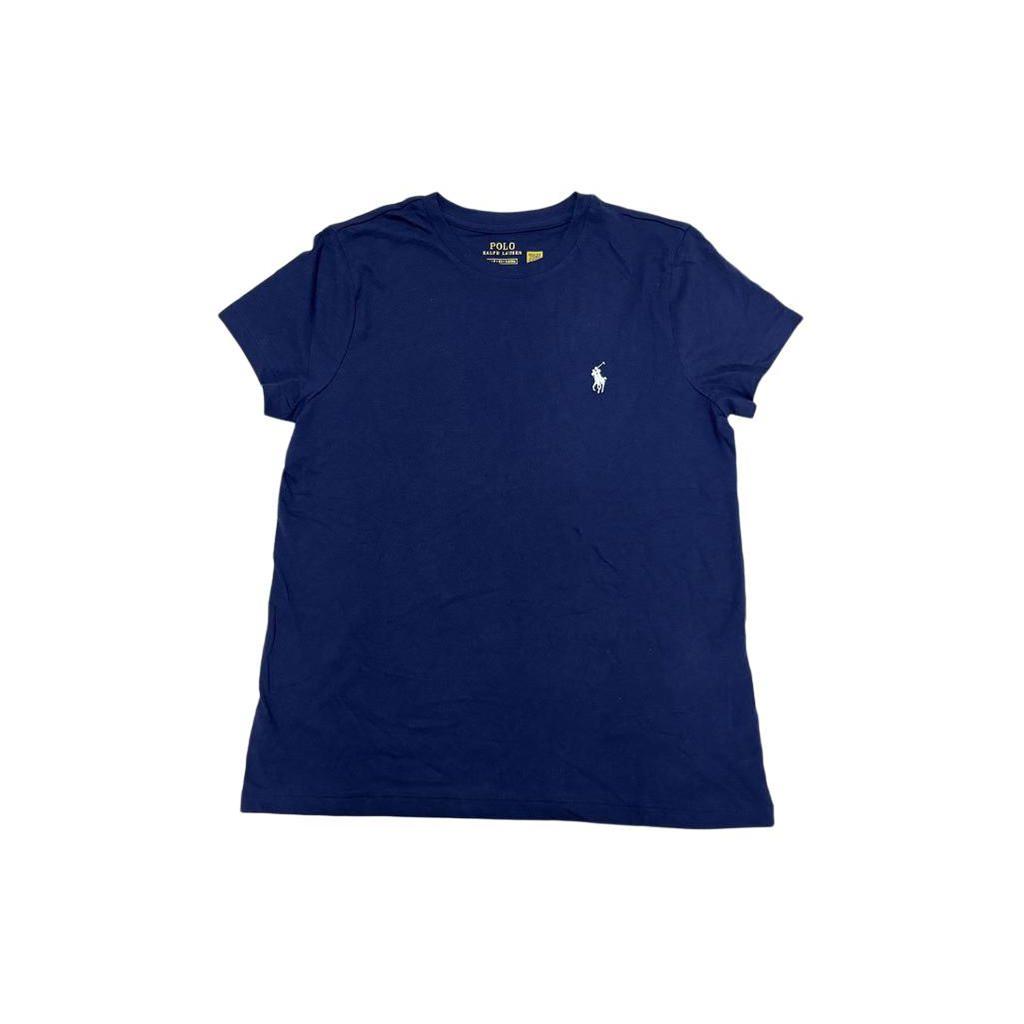 Polo Ralph Lauren Ss24 Jednobarevné logo Vyšívané Kulatý výstřih Krátký rukáv Dámské Tričko Námořnická modř 211747407-003