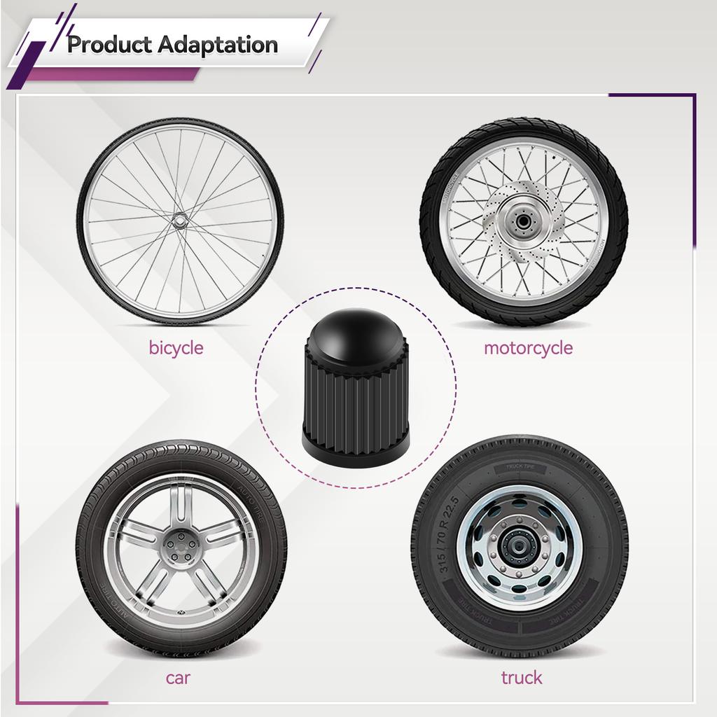 20 szt. Kapsle na wentyle kół samochodowych, motocyklowych, rowerowych bez gumowych pierścieni
