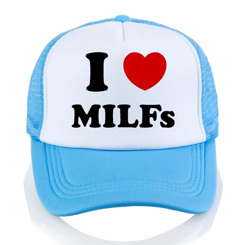 I Love MILFs Heart Baseball cap Graphic Cotton pop Mesh Breathable Trucker hat Birthday Gifts Summer Style Unisexs hats