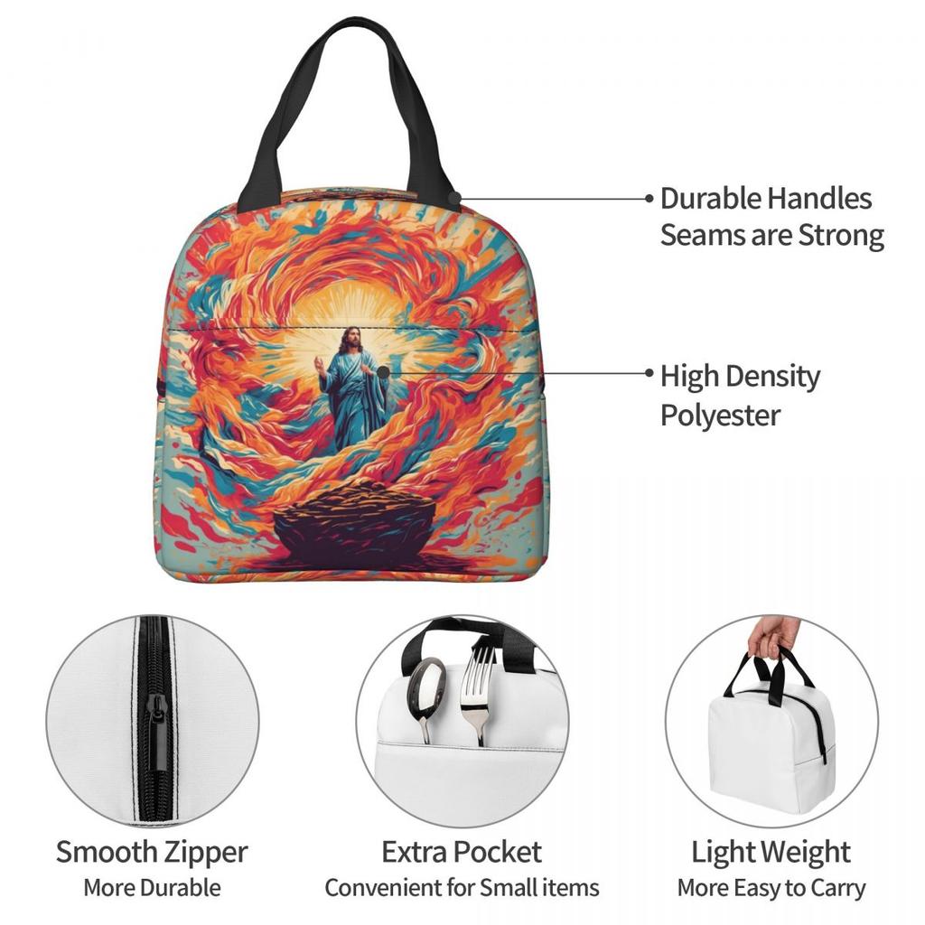 Resurrected Jesus Jesus Biblical References Insulated Lunch Bag for Women Office Cooler Thermal Food Box Tote Lunch Boxes