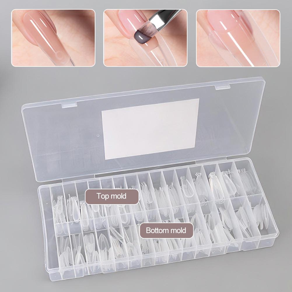 Sandwich Dual Nail Forms & Top Bottom Mold DIY Nail Art Extensions Clear Long Trapezoidal, Long Triangular, Elliptical Mold Nail