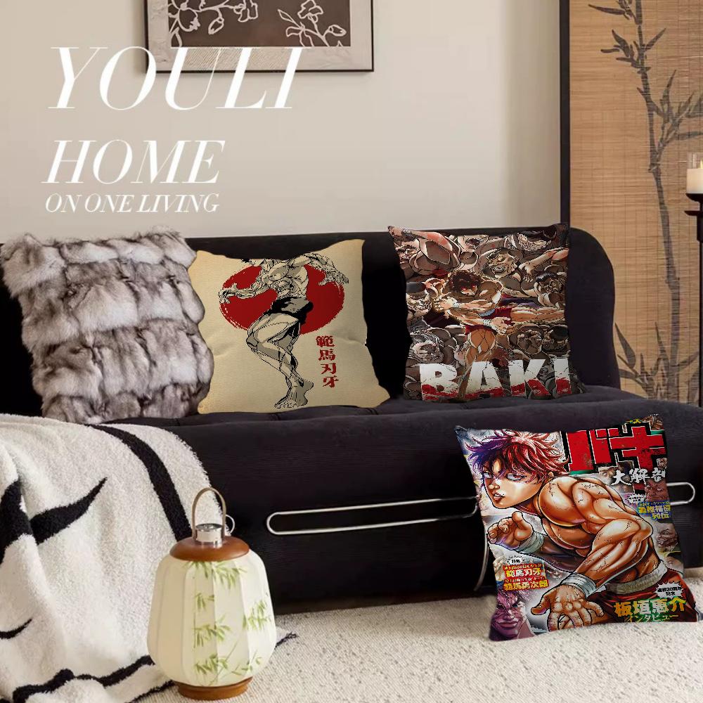 Japanese Anime Baki Pillow Cover for Bedroom Room and Living Room Sofa Decorative Cushion Cover