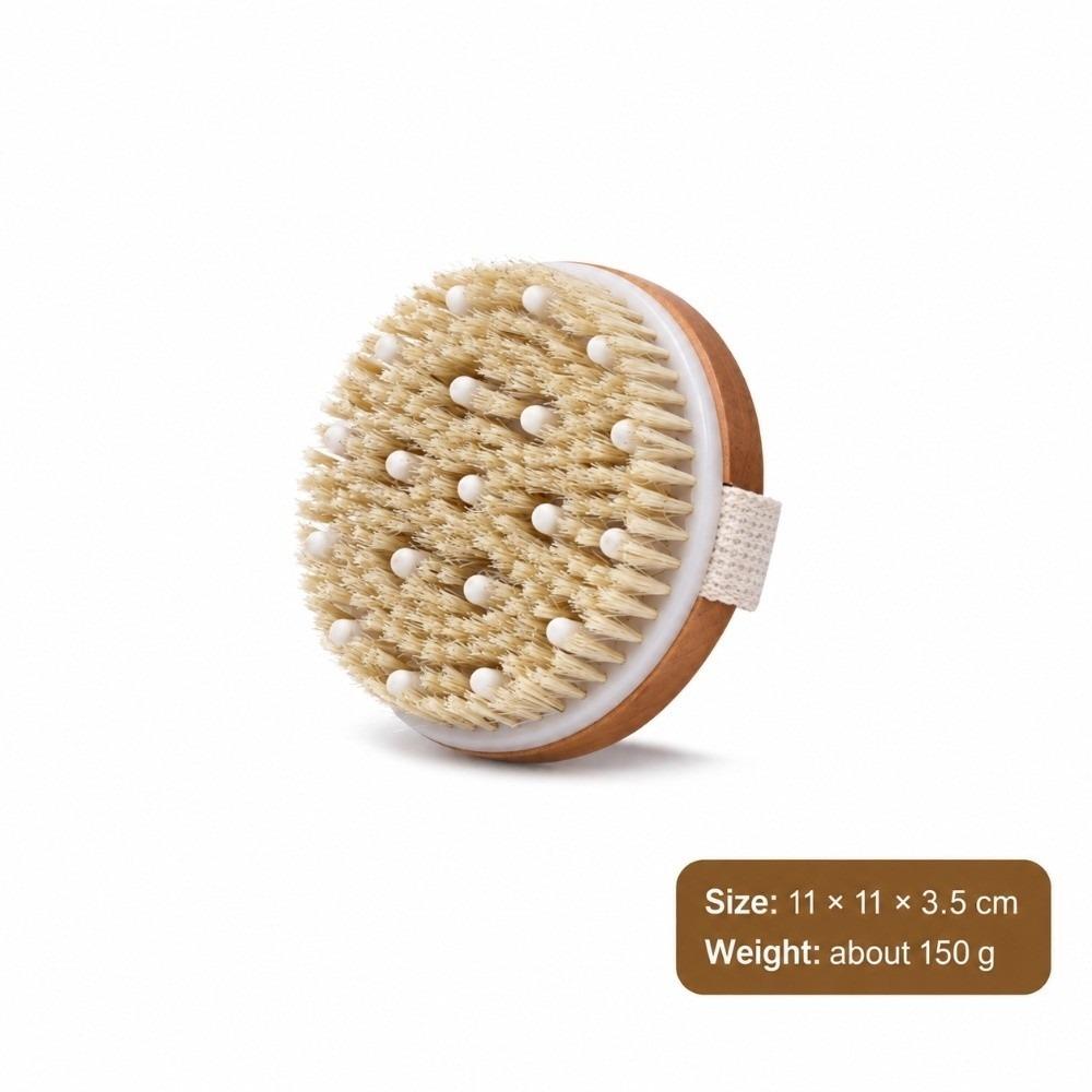 Wooden Handle Shower Scrubber Brush Boar Bristle Back Exfoliating Brush Bath Body Brush  Spa Use