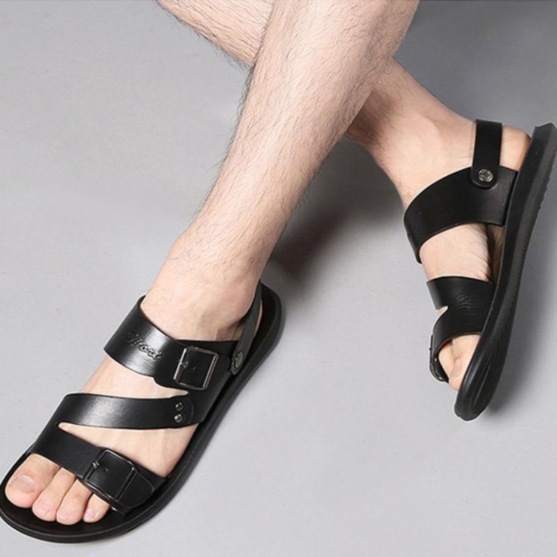 Big Size Men Sandals High Quality Cow Leather Sandals Summer Open Toe Beach Shoes for Men Casual Sports Sandals Sandalias Hombre