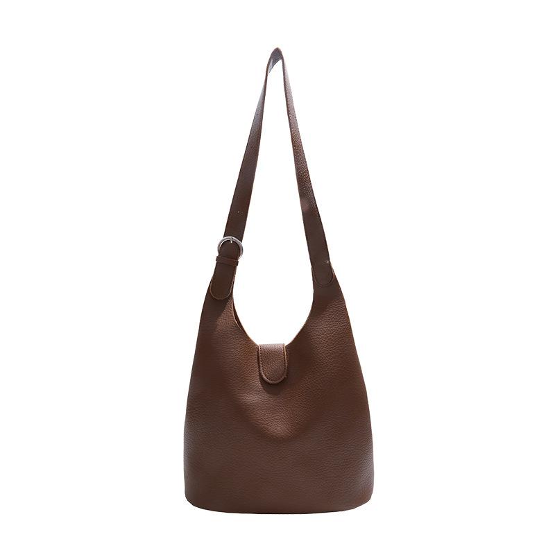 

Large capacity bag women s new casual shoulder shopping bag retro fashion class commuter tote bag коричневий