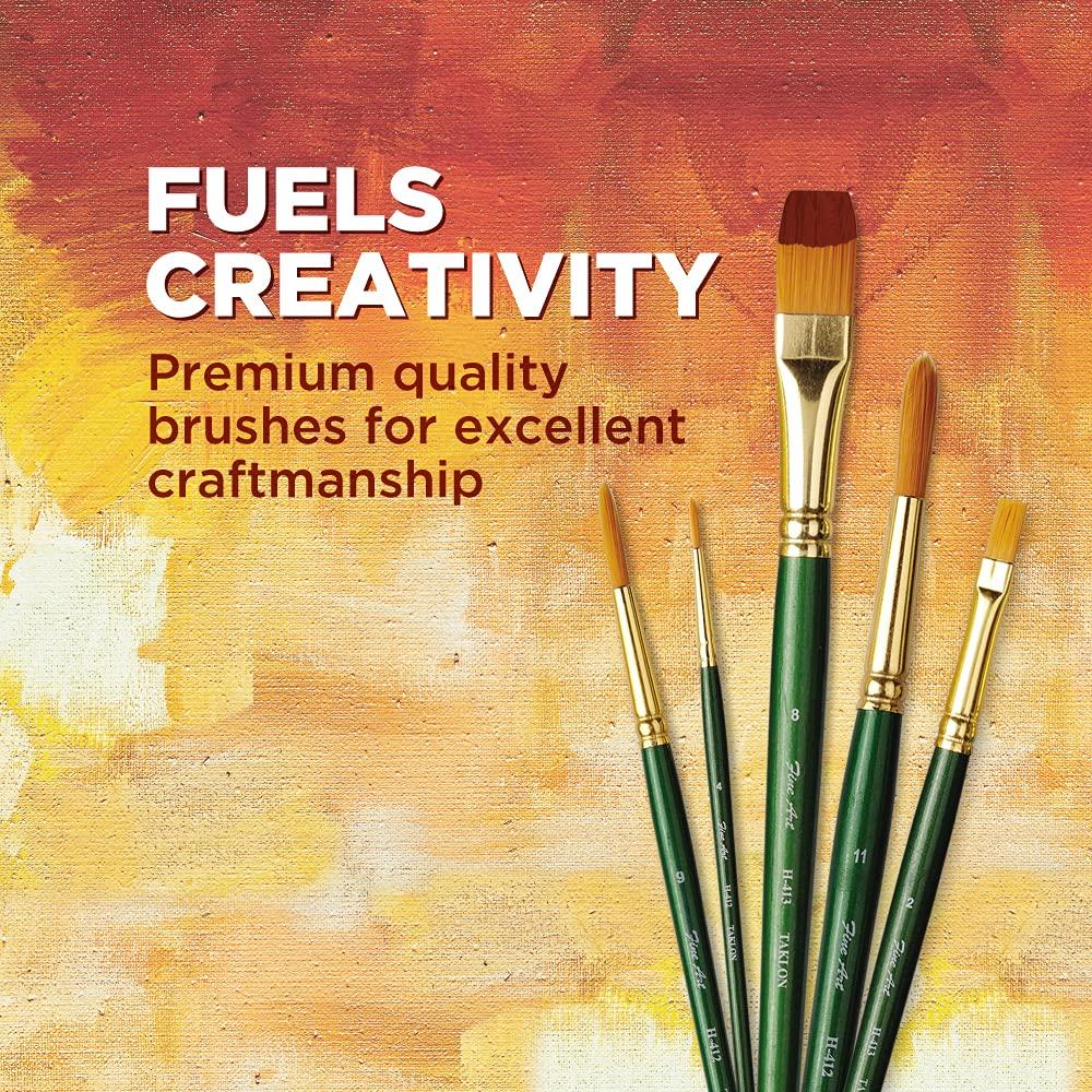 Pidilite Fevicryl Synthetic Taklon Flat Brush Set of 4 for Acrylic Watercolour Oil Painting Artists Sizes 1 2 4 6