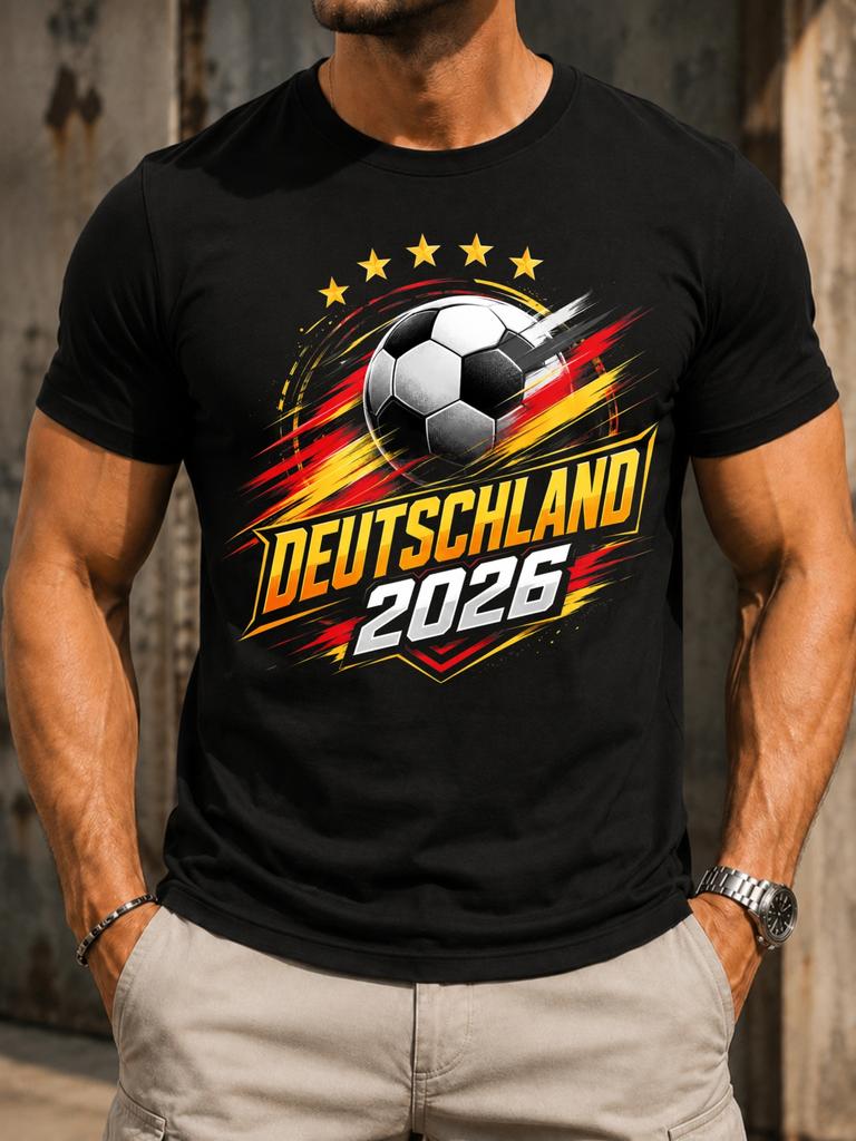 Gerunisexy 2026 Soccer Flying Ball Five Stars Red Gold Speed Streaks And Bold Tournat Lettering Unisex All Tshirt