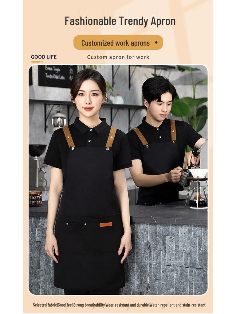 Waterproof Pure Cotton Kitchen Apron for Men & Women - Oil-Proof, Catering, Custom Logo