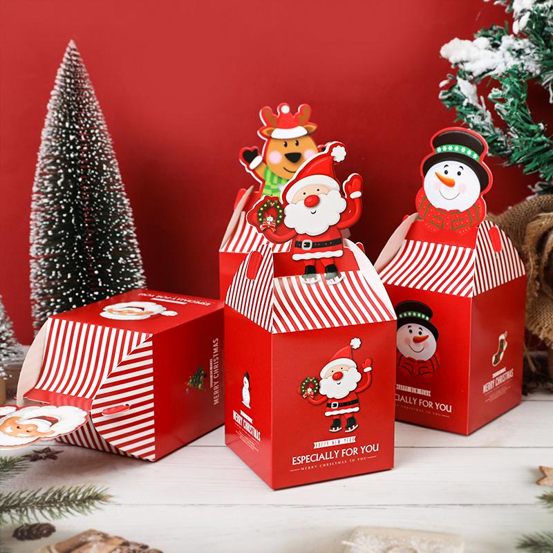 20Pcs Christmas Candy Gift Box Chocolate Cookie Apple Packing Boxes Santa Claus Bags Christmas Decorations for Home New Year 2025