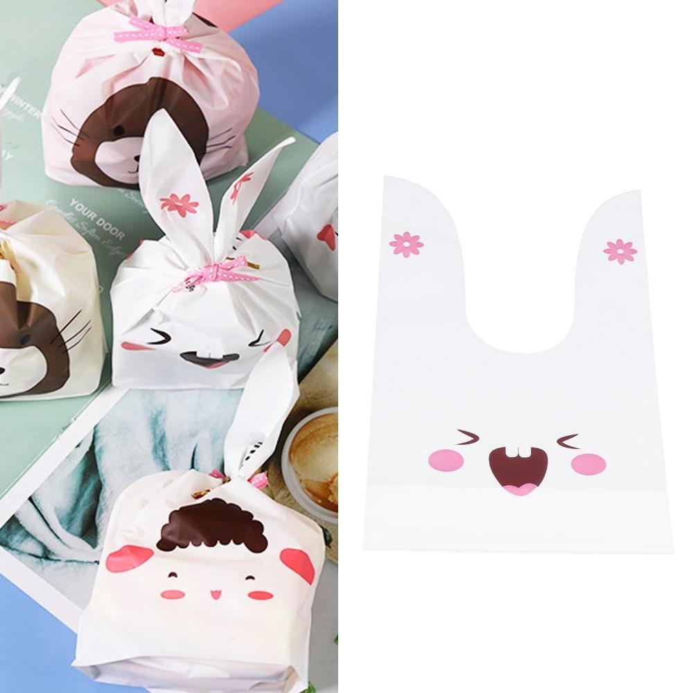50PCS Bunny Sheep Mouse Print Treat Bags Long Ear Snack Packaging Bag  Easter Party Favor
