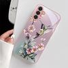 Kolibri Blüte Metallisches Glas Handyhülle Geeignet für Samsung Galaxy S26 S25 S24 S23 S22 S21 S20 FE/Ultra/Plus Anti-Sturz