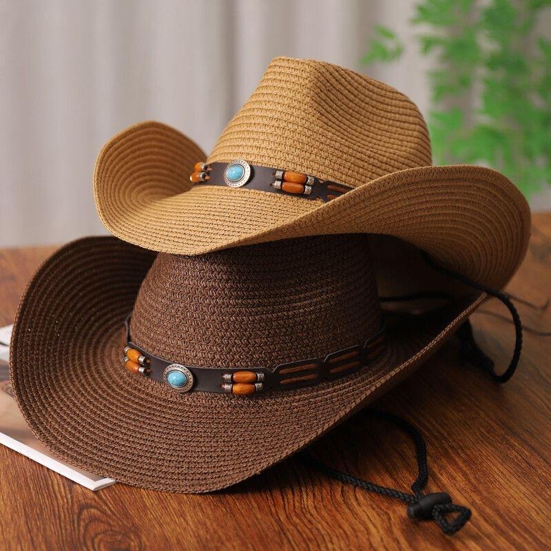 Panama Hat Beach Hat British Wide Brim Top Hat Temperament Men's and Women's Card Vacation Straw Cowboy Hat