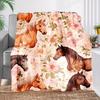 [Cozy Flannel Blanket] Floral Horse Print Cozy Flannel Throw Blanket | Perfect Gift for Girls, Granddaughters & Daughters - Vers