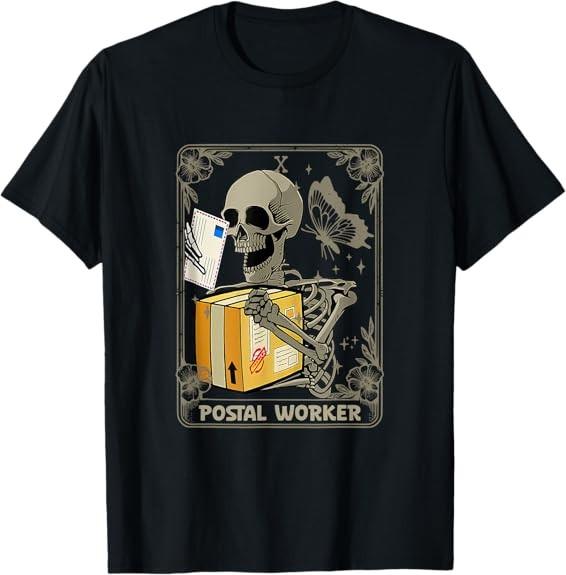 NEW! Spooky Postman Mail Carrier Funny Skeleton Postal Worker Best T-Shirt