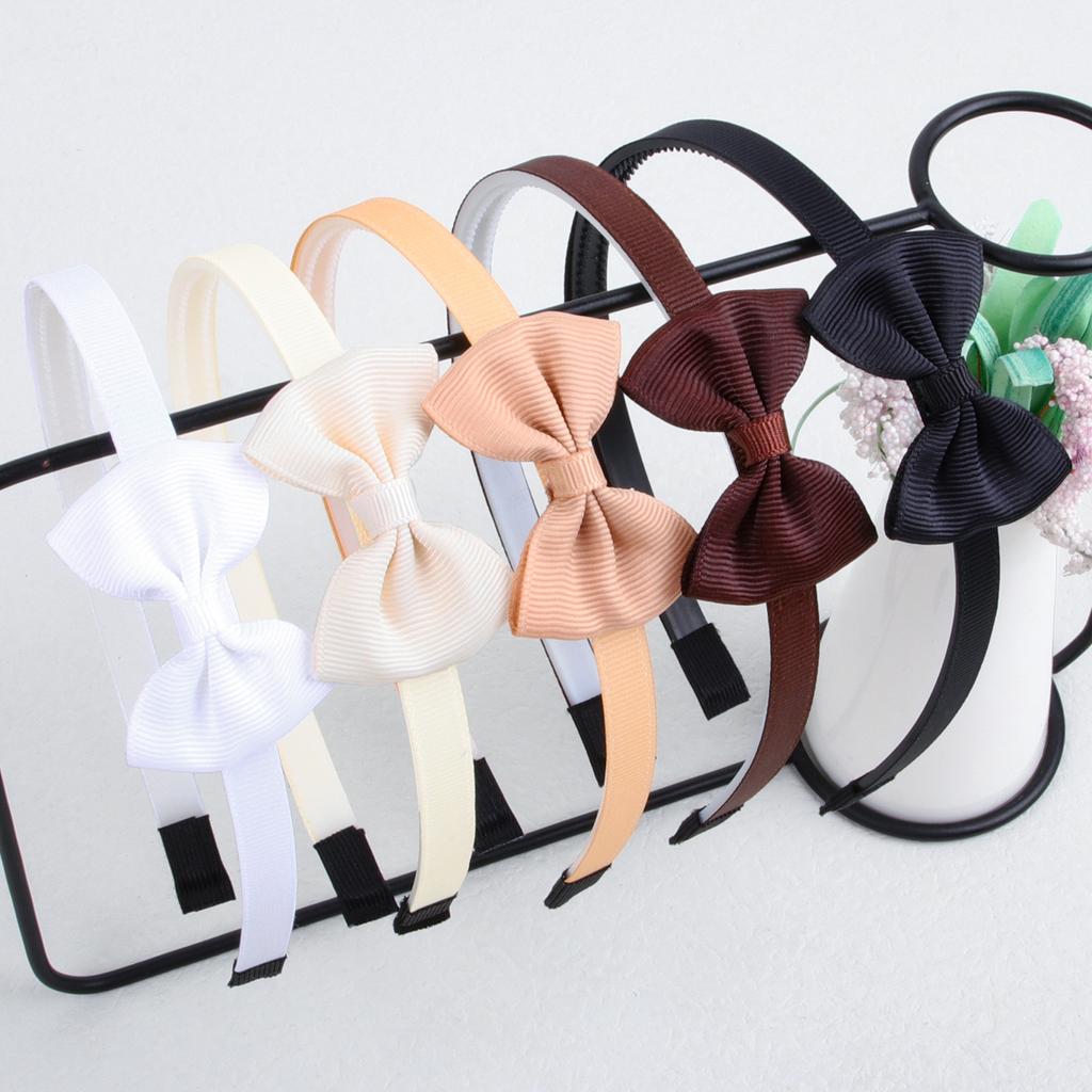 5pcs 2inch Grosgrain Ribbon Hair Bows with Headband Plastic Teeth Hairbands Girls Headbands Children Kids Hair Accessories