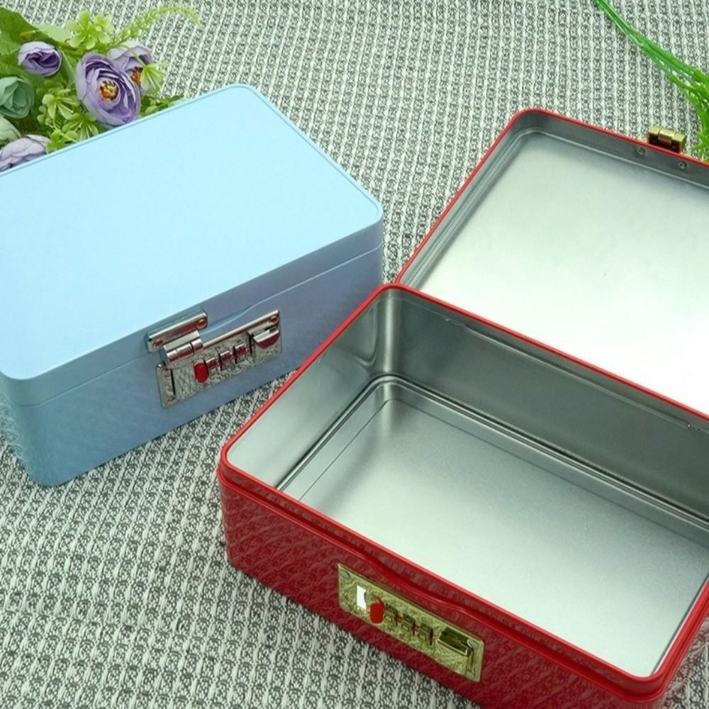 Combination Lock Password Lock Storage Box Metal Construction Flip Top Design Key Safe Box Secure Storage Rectangular Shape