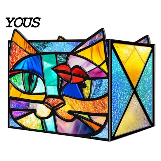 Multi Purpose Desktop Organizer Stained Glass Style Pen Holder, Unique Acrylic Organizer, 3D Exquisite Art Ornament Embossed Relief Pattern