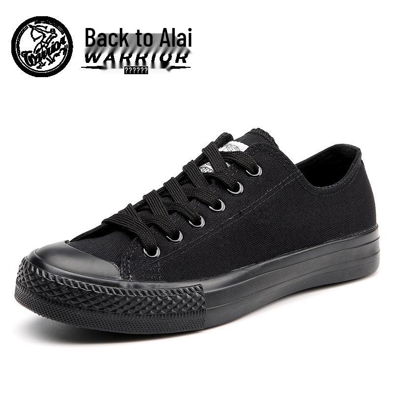 Unisex Black Canvas Sneakers: Versatile, Smiley Design, Casual Flats for Men & Women
