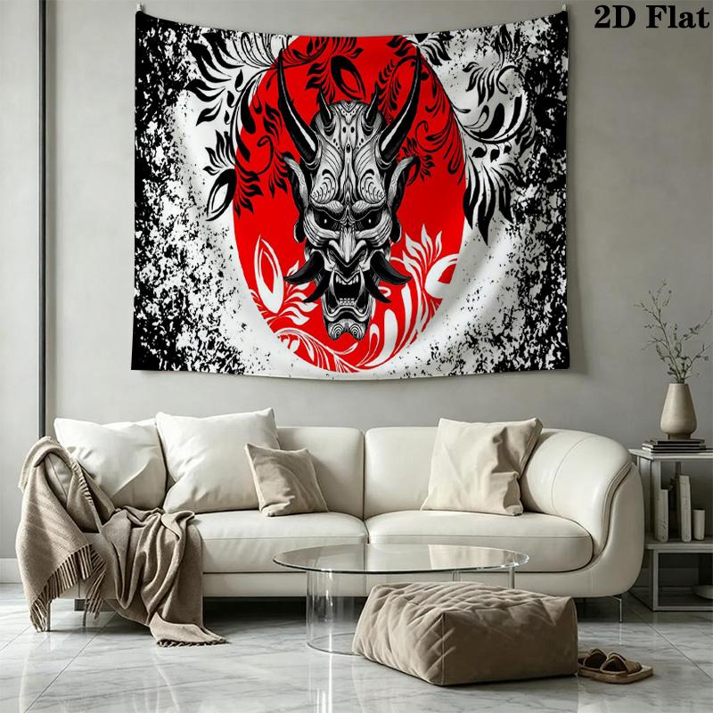 Samurai Wall Tapestry Aesthetic Wall Hanging Printed Fabric Blanket Decorative Tapestries for Bedroom Living Room Home Decor