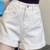 Women's White Revers Denim Shorts 2025 New Trend High Waisted Versatile Ladies Trousers Korean Style Summer Wide Leg Short Pants