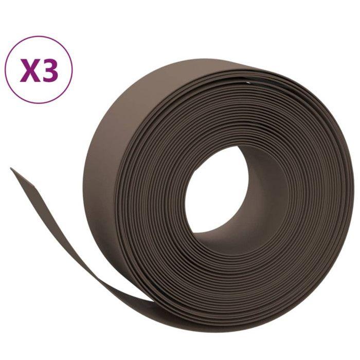 VidaXL Garden Edging 3 Pcs Brown 10 M 20 Cm Polyethylene 3155461