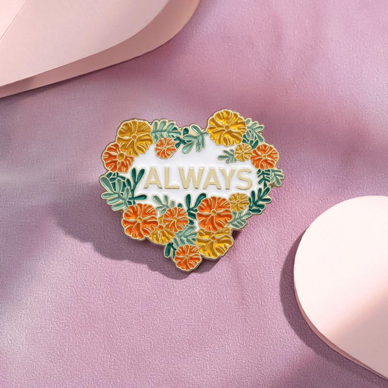 Unique Geometric Cartoon Floral Letter Brooch Metal Badge For Fashion Statement
