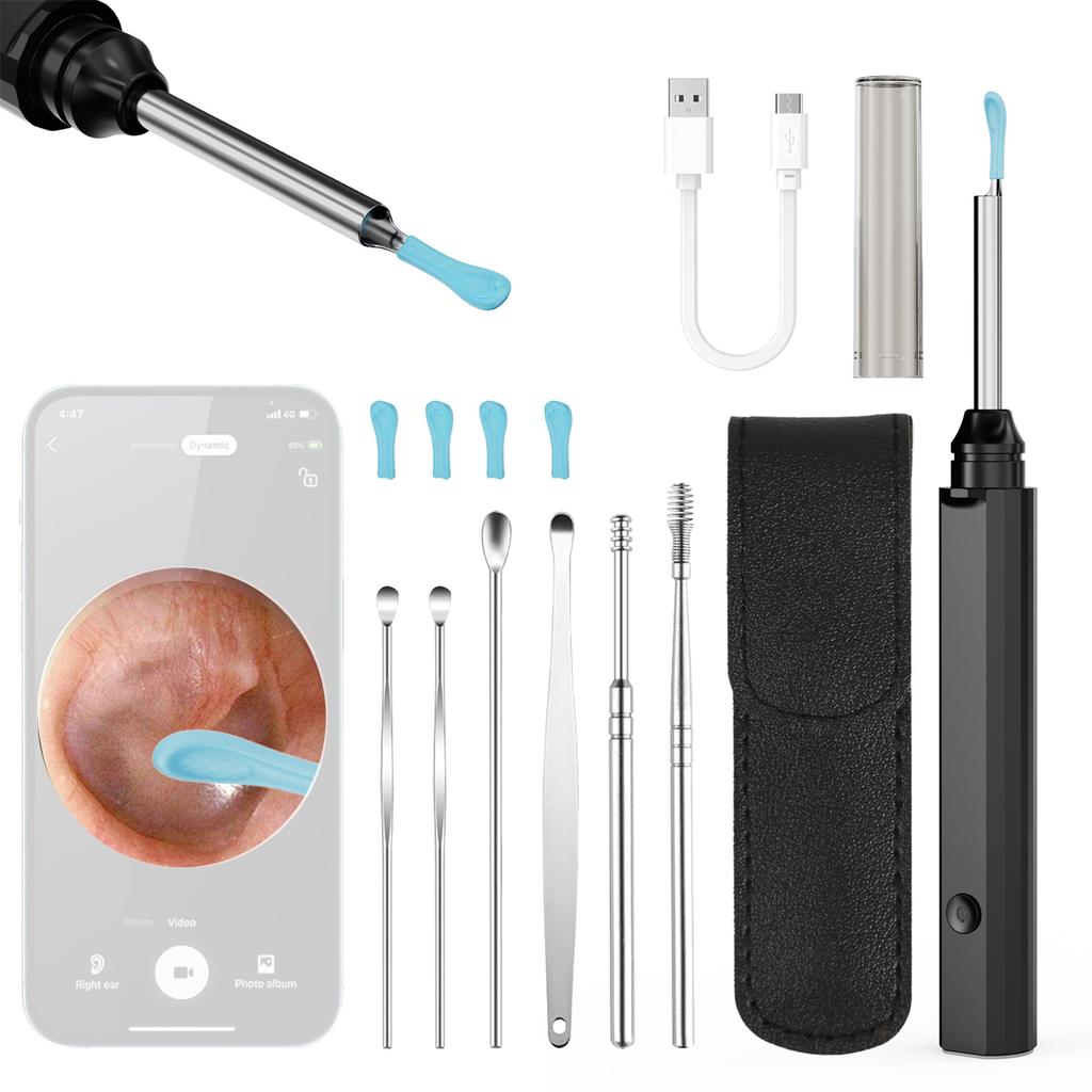 LED Lighted Ear Pick Spoon Ear Wax Cleaner with Soft Silicone Tip Rechargeable Electric Ear Pick for Family Check Ear