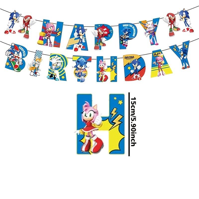 MINISO 7piece Party Decoration Set Including 1piece Letter Banner 6 Piece Spiral Sonic Birthday Party Decorations