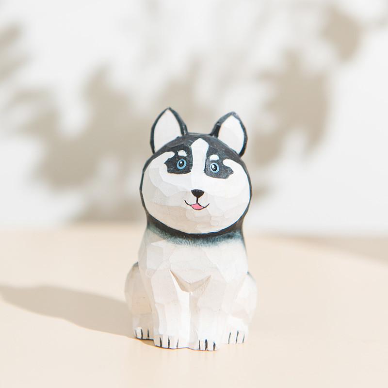 Wooden Dog Cartoon Desk Ornament Handmade Gift For Dog Lovers