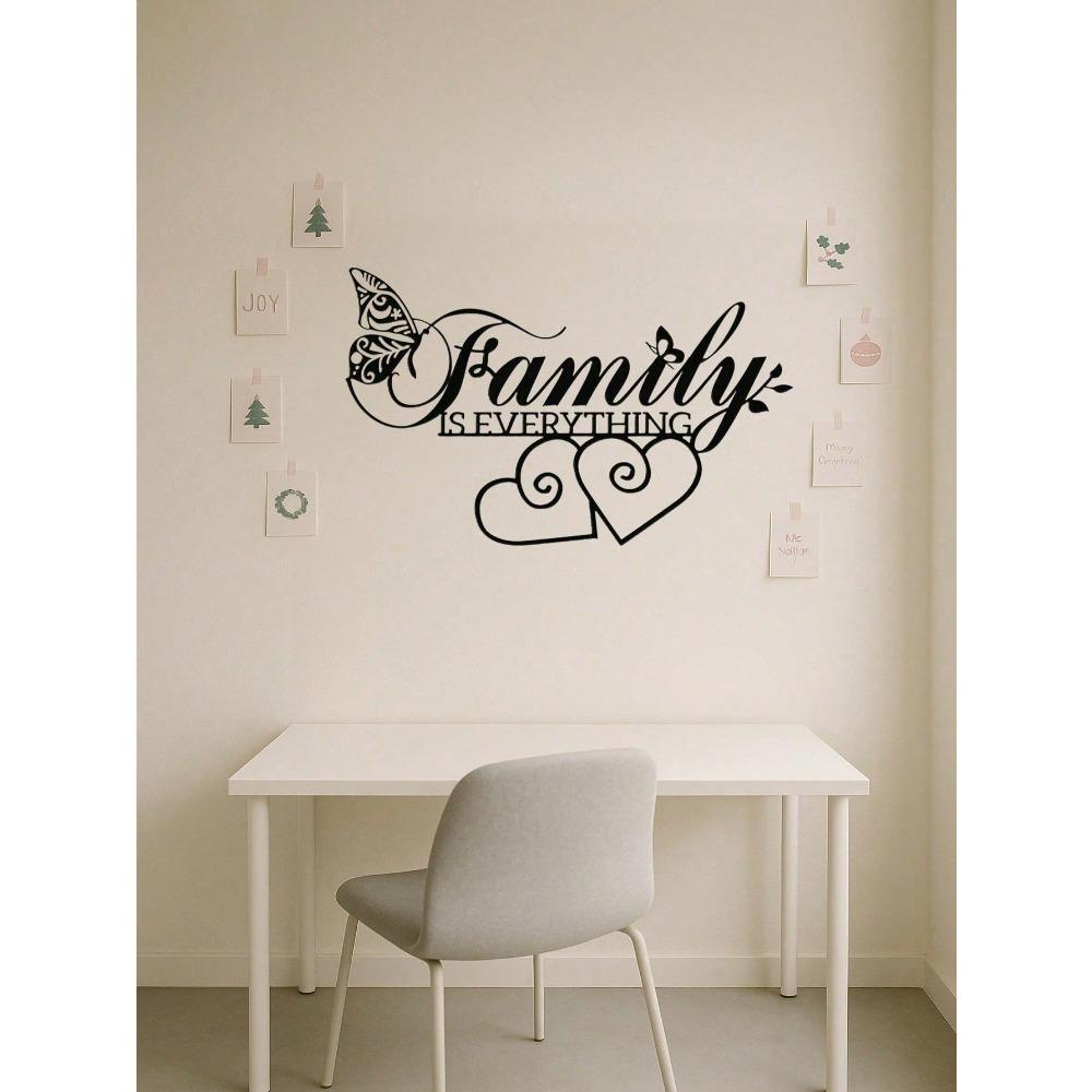 Black Metal Family Is Everything Wall Art Modern Home Decor Gift for Living Room
