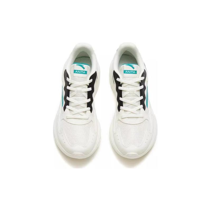 Anta Cushioned Slip-Resistant Abrasion-Resistant Low-Top Running Shoes Men's White Green Black Sneakers 912325571-2