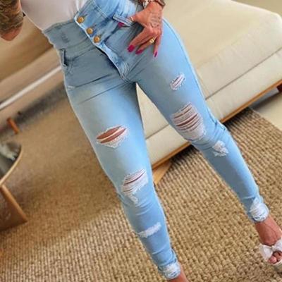 2024 Spring & Autumn Women's High Waist Slim Ripped Skinny Jeans