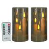 2Pcs LED Electronic Candles Lights with RC Acrylic Glass Candle Light Three-Wick Pillar Candles for Wedding Christmas Room Decor