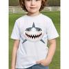 European Sizes Boys' Summer Short-Sleeve T-Shirt, Pure Cotton Children's Shark Print New Top