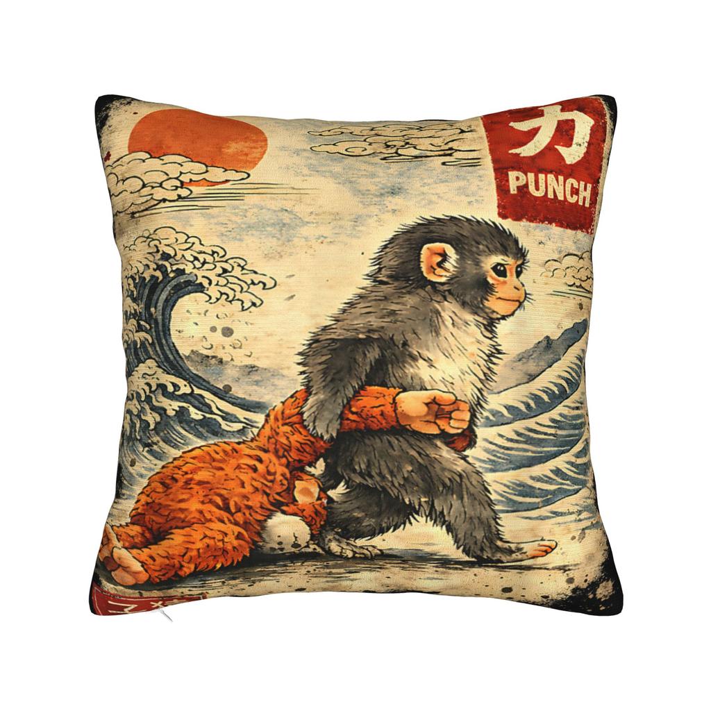 Ukiyo-E Art Japanese Cat Riding Pillow Case Print Pillow Cover For Living Room Sofa Kawaii Pillowcases