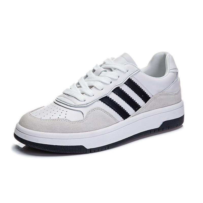 Leather women's spring and summer students board shoes lace-up black and white single shoes small height increase non-slip