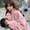 Autumn and Winter New Plush Thickened Imitation Leather Imitation Rabbit Hair Short Coat Women's Imitation Mink Hair Loose Coat