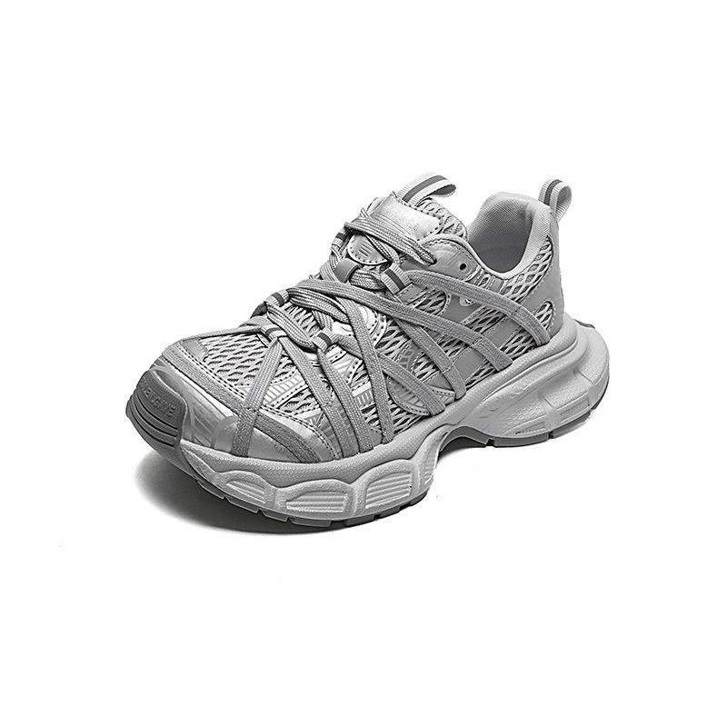 Platform dad shoes women's spring and summer new leather splicing mesh breathable versatile casual sports shoes