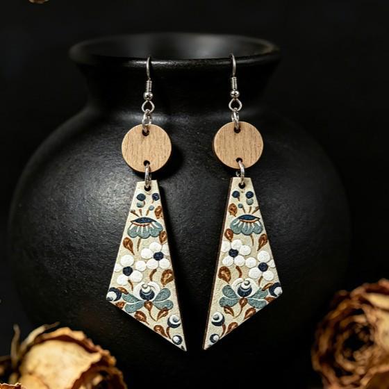 Trendy Triangle Dangle Wooden Earrings - Stylish European & American Fashion