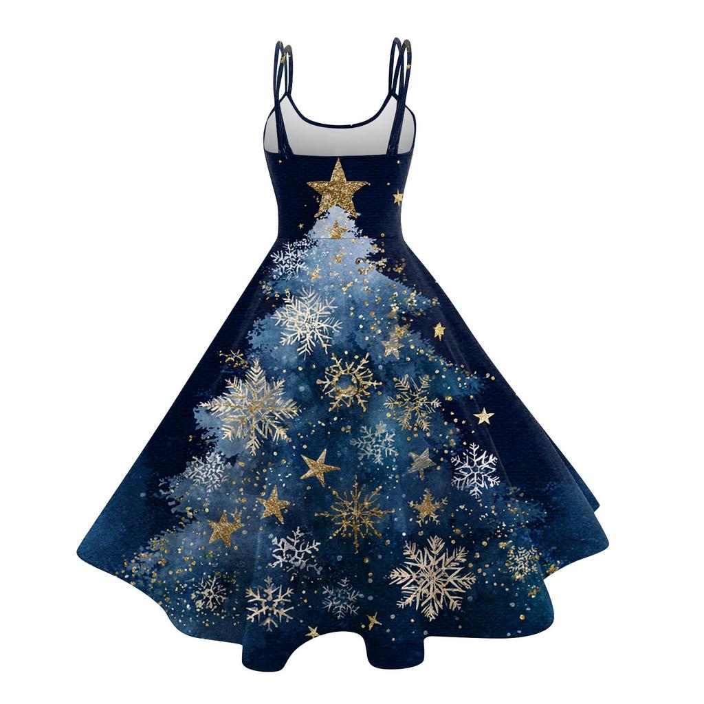 Women's Fashion Christmas Printed Sexy Strapless Gothic Cocktail Dress Punk, Vintage Dress.