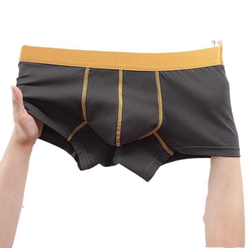 Men's Mid-Waist Breathable Cotton Boxer Briefs with Antibacterial Graphene Crotch