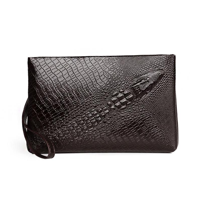 Crocodile Pattern Men's Large Capacity Leather Clutch Wallet