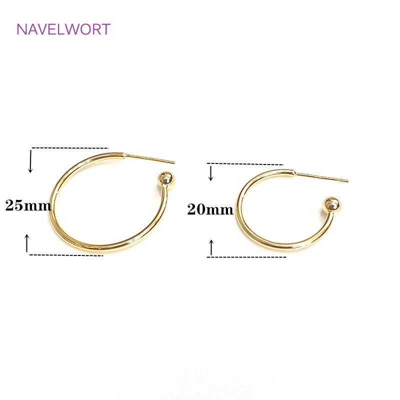 2 Sizes S925 Sterling Silver Needle Gold Color C Shape Smooth Hoop Earring Brass Metal Earring Fashion Jewelry For Women Gifts