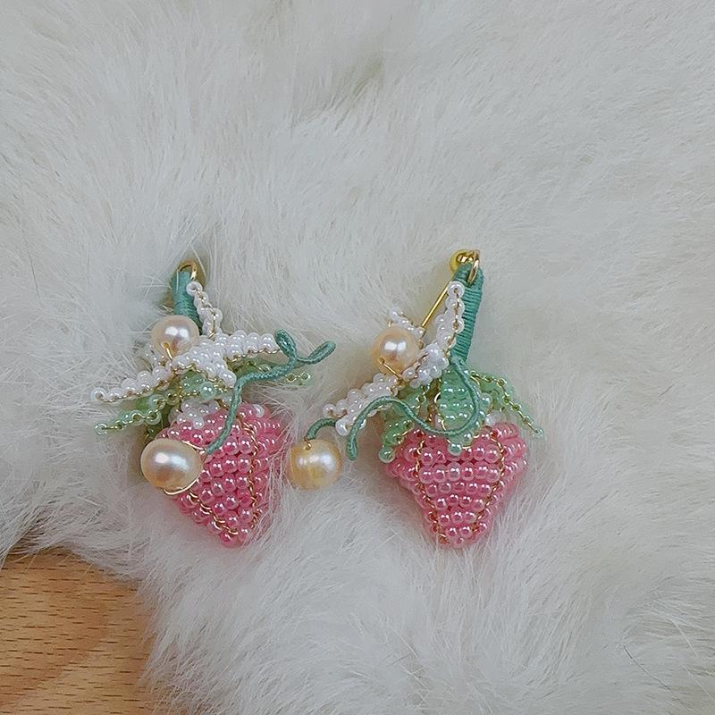 

Cream Sweet Girl, серьги Instant Vision Strawberry, антивозрастные фруктовые элементы, розовые и нежные серьги, маленькая девочка в старинном стиле