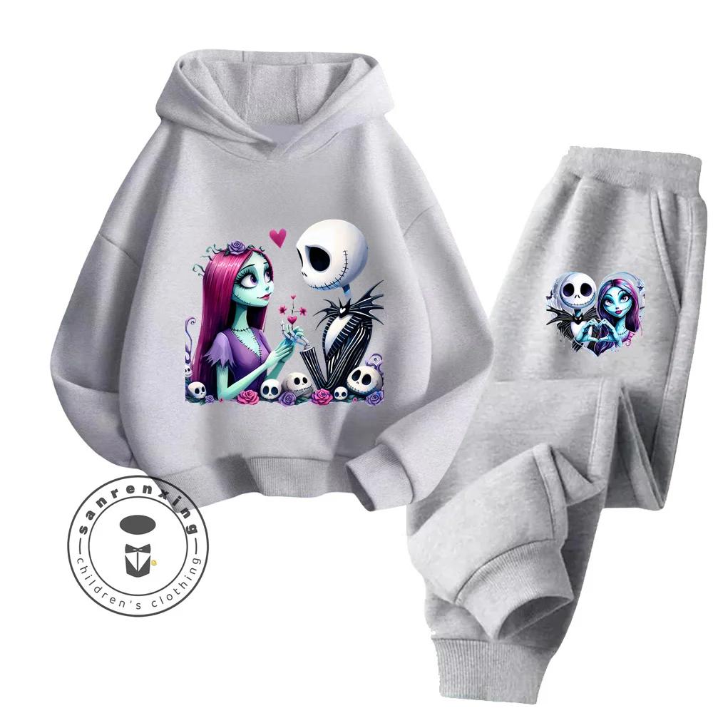 The Nightmare Before Christmas Long Sleeve Fashion Tops Suitable for Kids Soft Touch Elegant Design Hoodie Set