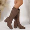 Autumn Winter Suede Women's Mid-Calf Boots Side Zipper Chunky Heeled Fashion Bottes Femmes Office Ladies Botas Altas Elegant