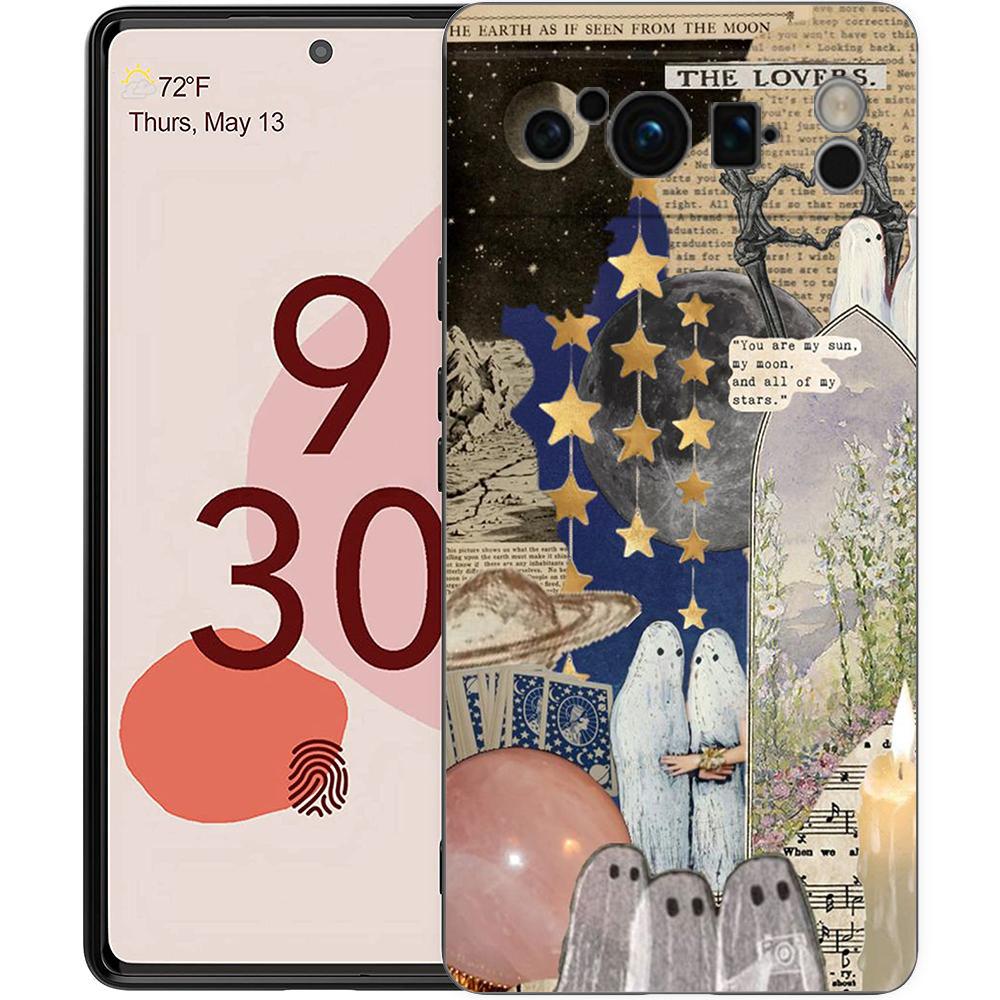 Etui na telefon Google Pixel 8 A 7 6 Pro 6A 5G Czarne miękkie odporne na wstrząsy tylne etui silikonowe TPU Shell Coque Cute Little Ghost
